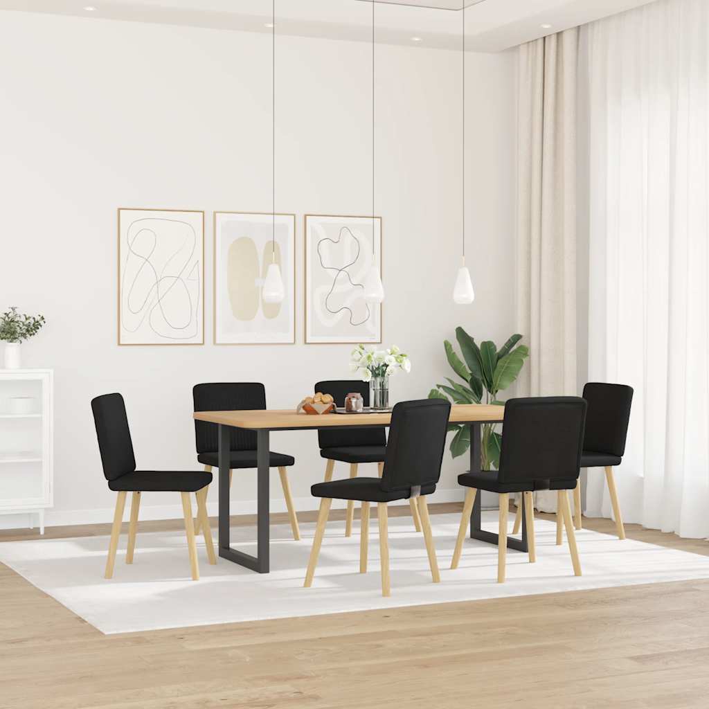 Spisestuestole 6 stk. Sort stof
