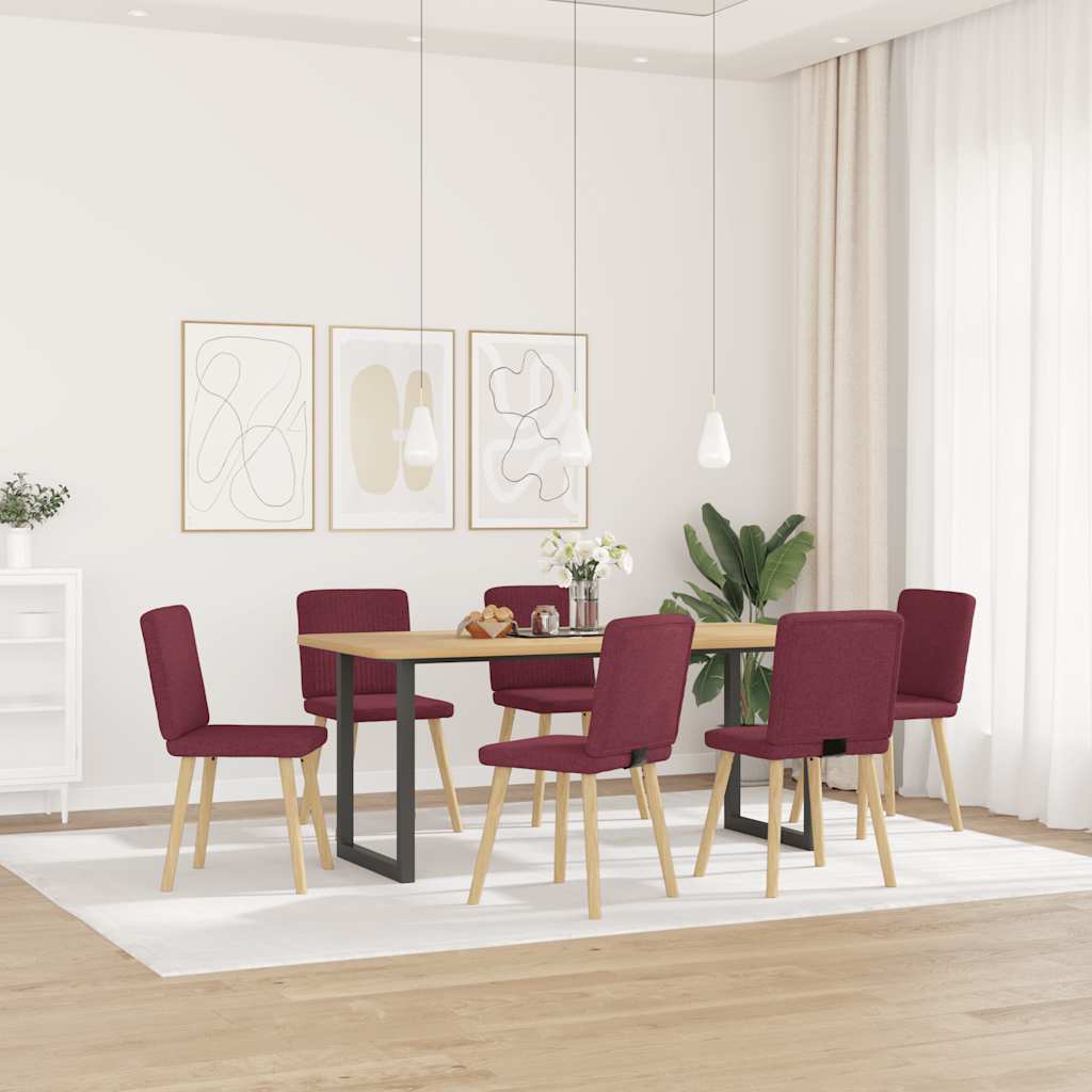 Spisestuestole 6 stk. Vinrødt stof