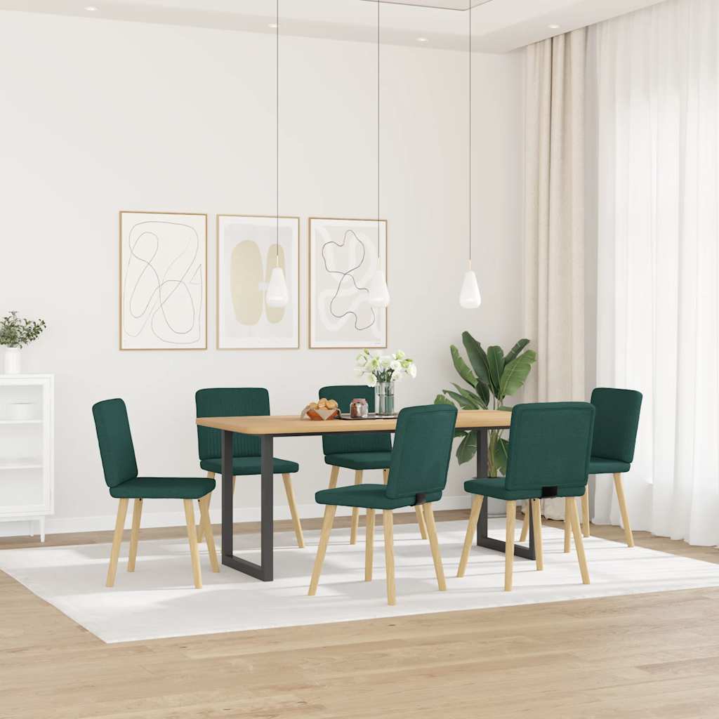 Spisestuestole 6 stk. Mørkegrønt stof