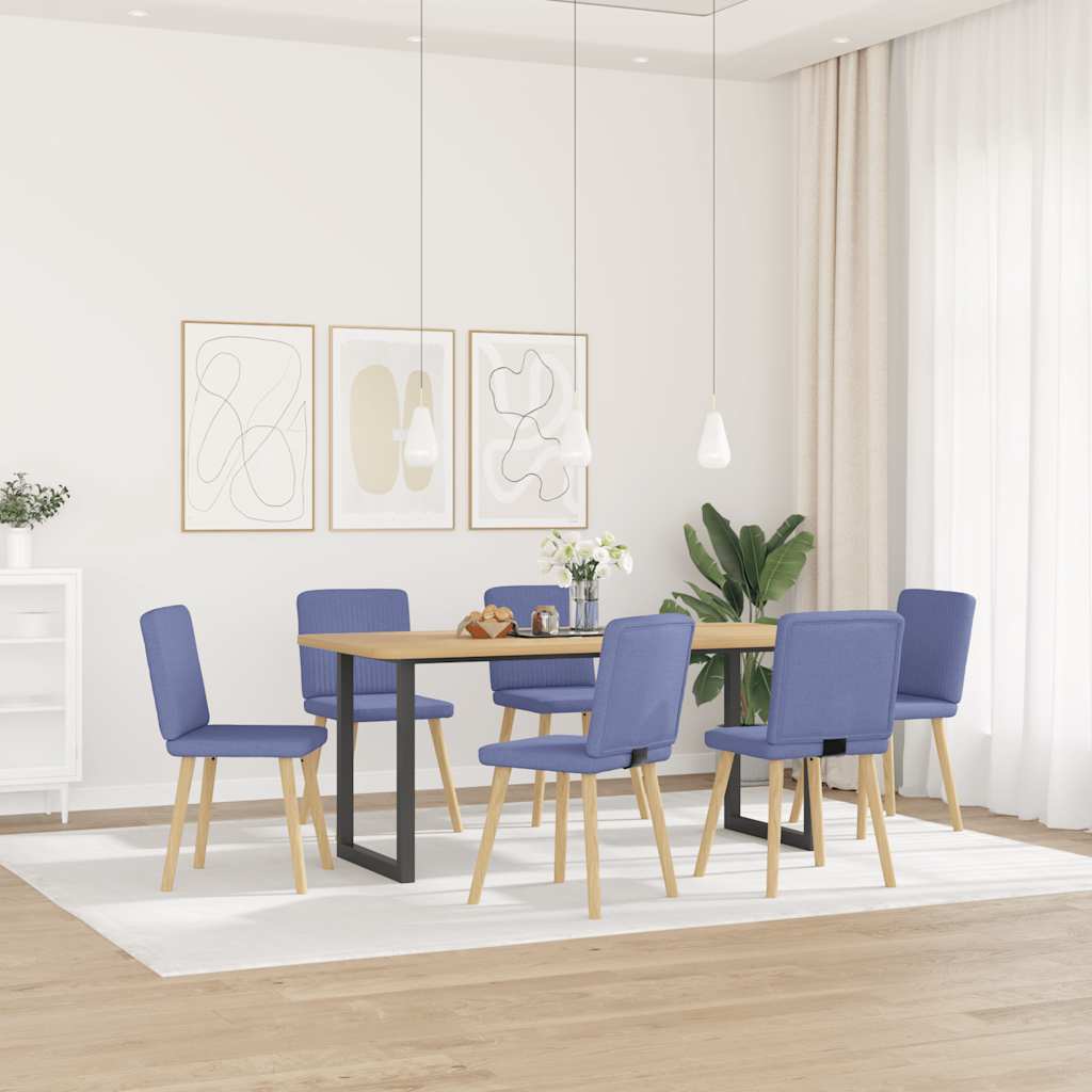 Spisestuestole 6 stk Denim Blå Stof