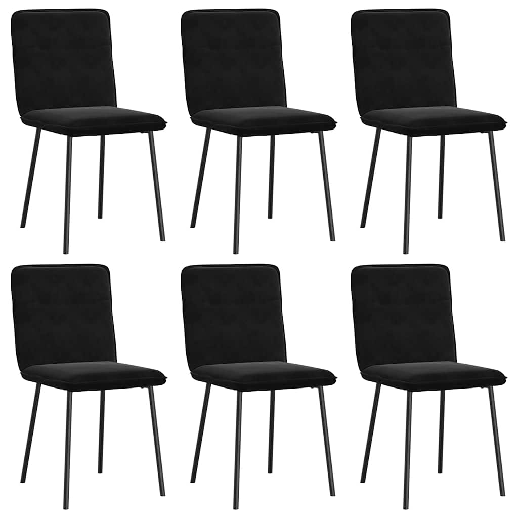 Spisestuestole 6 stk. Sort fløjl