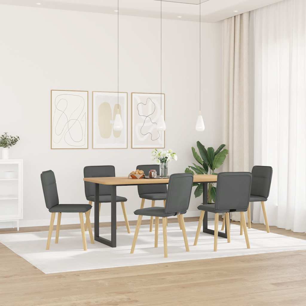 Spisestuestole 6 stk. Mørkegrå Stof