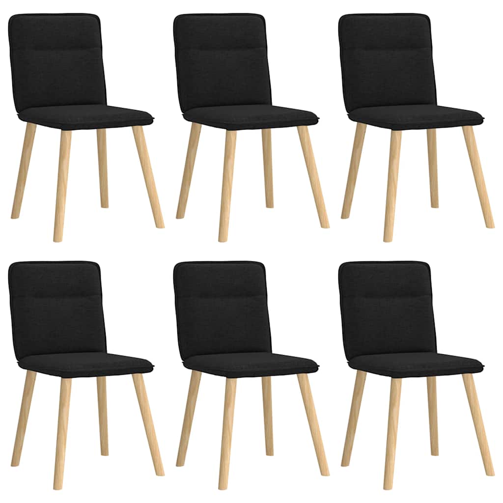 Spisestuestole 6 stk. Sort stof
