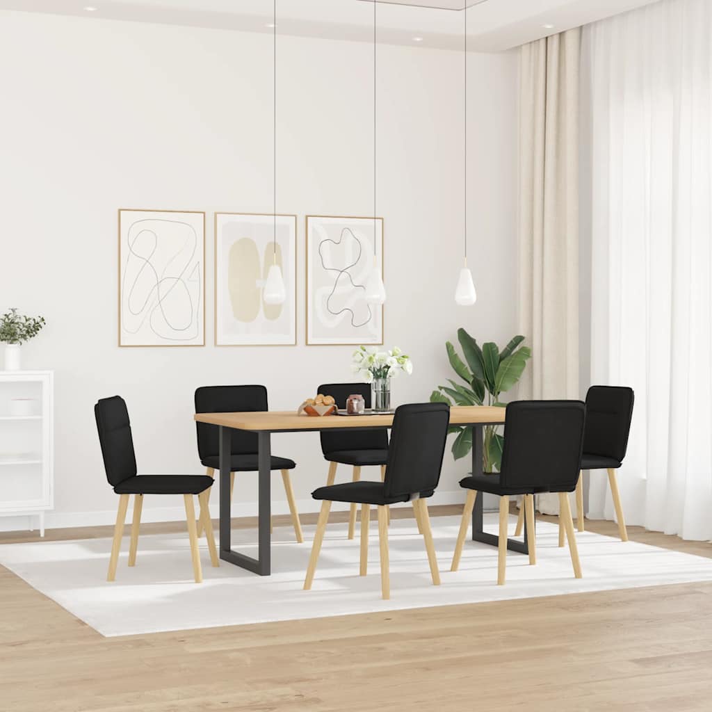 Spisestuestole 6 stk. Sort stof