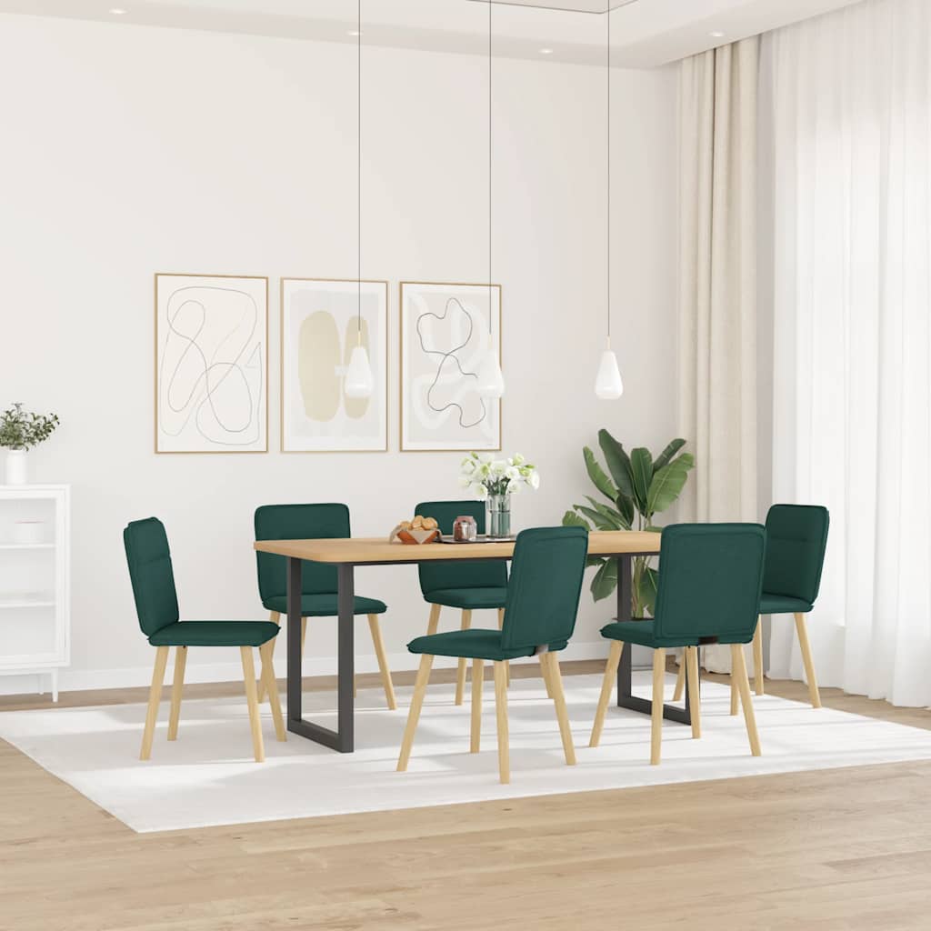 Spisestuestole 6 stk. Mørkegrønt stof