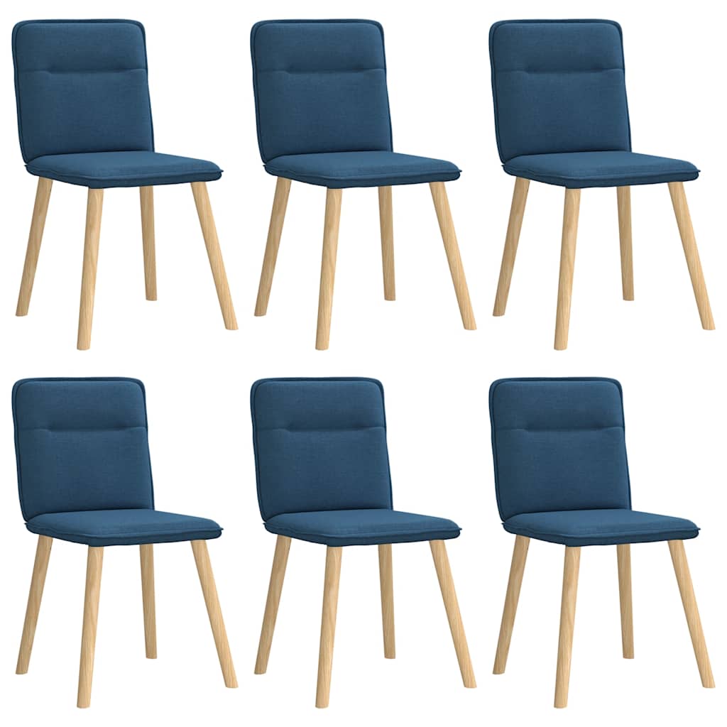 Spisestuestole 6 stk. Blåt stof