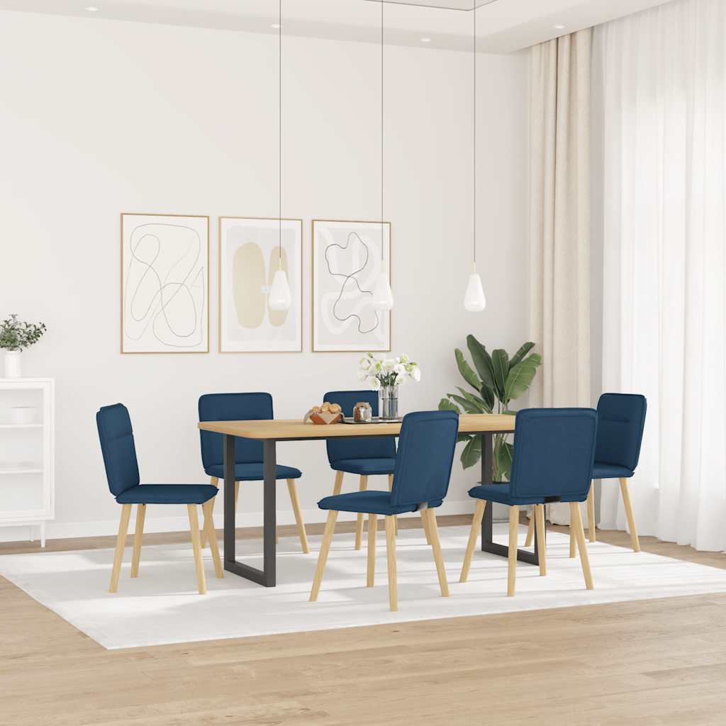Spisestuestole 6 stk. Blåt stof