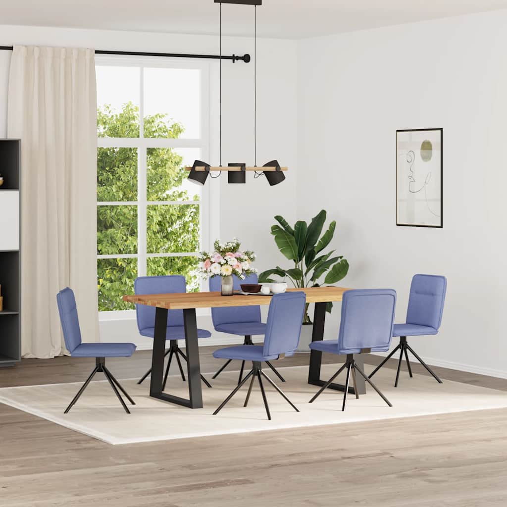 Spisestuestole 6 stk Denim Blå Stof