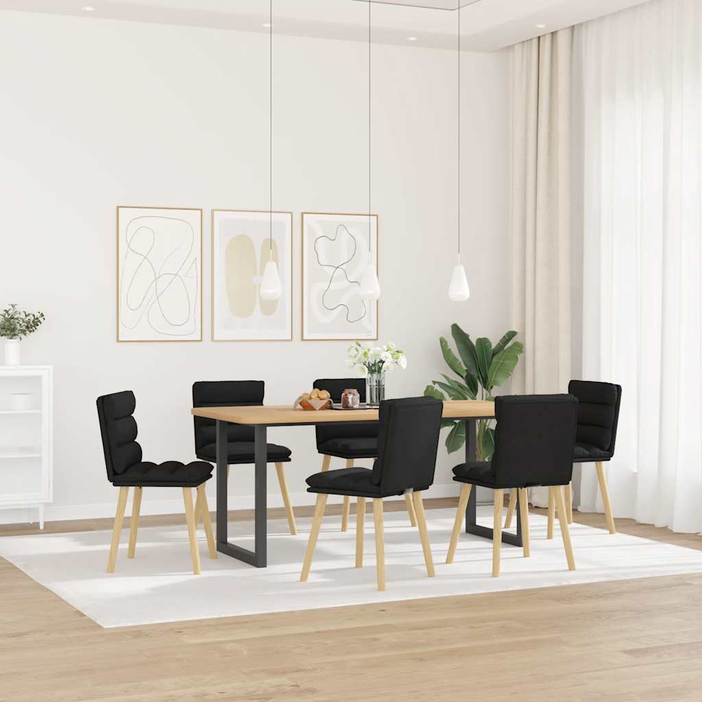 Spisestuestole 6 stk. Sort stof