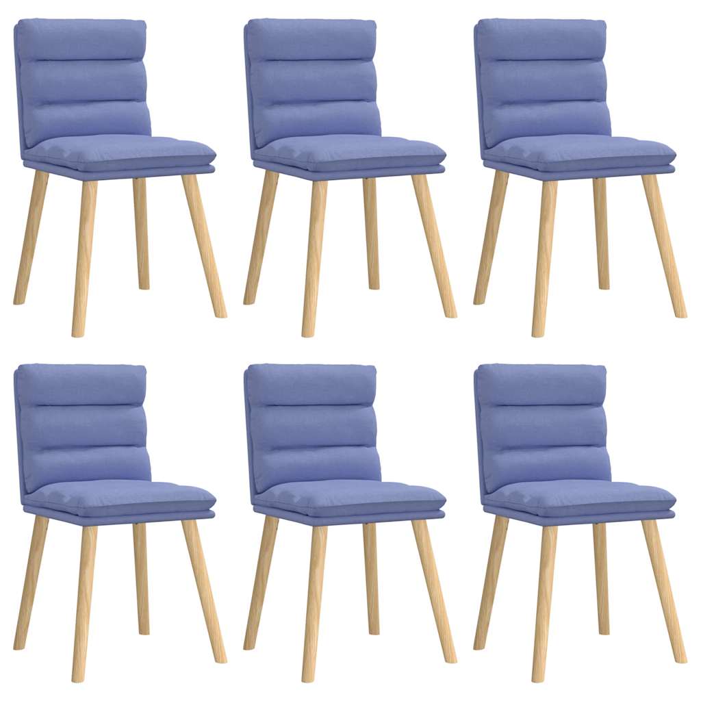 Spisestuestole 6 stk Denim Blå Stof