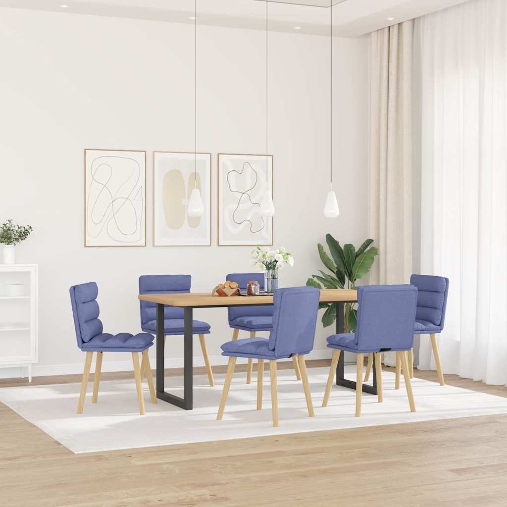 Spisestuestole 6 stk Denim Blå Stof