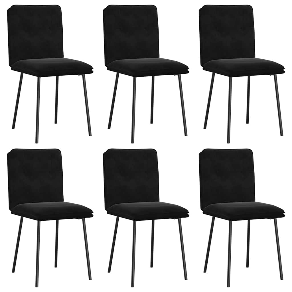 Spisestuestole 6 stk. Sort fløjl