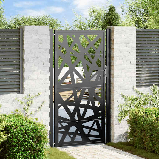 Gartentor Schwarz 105x180 cm Stahl Leichtes Design