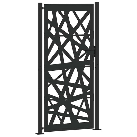 Gartentor Schwarz 105x205 cm Stahl Leichtes Design