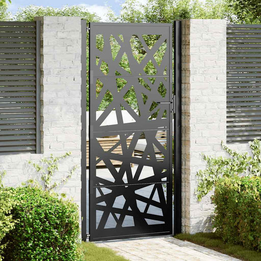 Gartentor Schwarz 105x205 cm Stahl Leichtes Design