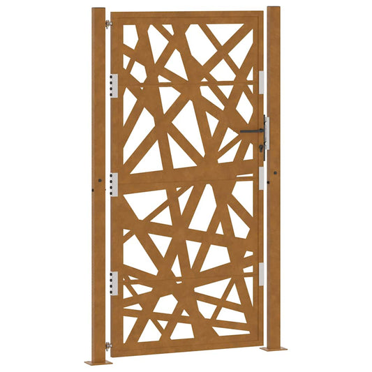 Gartentor 105 x 180 cm Cortenstahl Helles Design