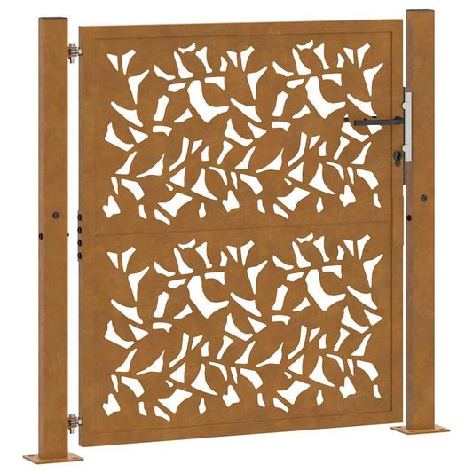 Gartentor 105 x 105 cm Wetterfester Stahl Blattdesign