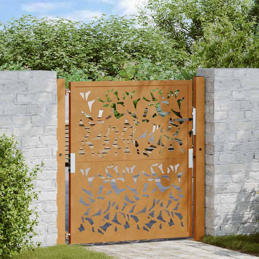 Gartentor 105 x 105 cm Wetterfester Stahl Blattdesign