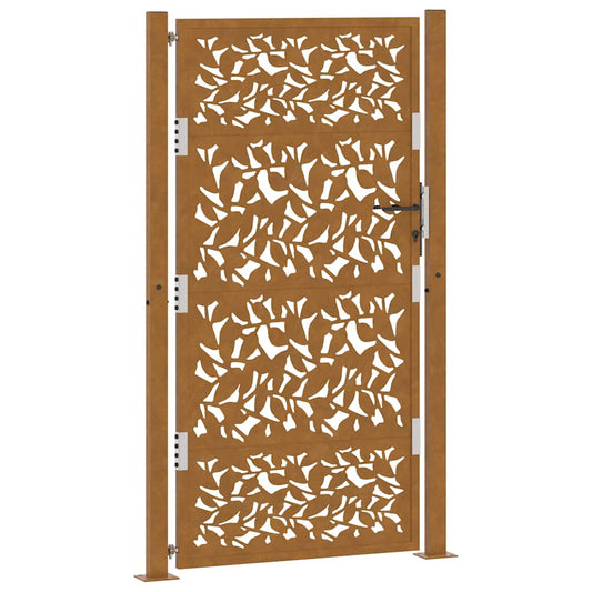 Gartentor 105 x 180 cm Wetterfester Stahl Blattdesign