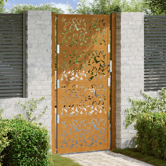 Gartentor 105 x 205 cm Wetterfester Stahl Blattdesign
