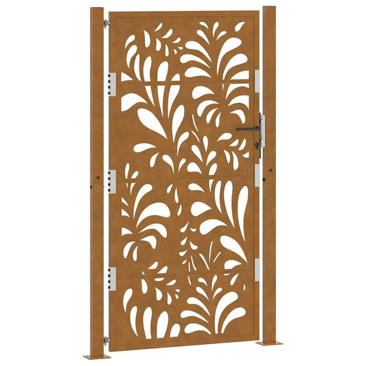 Gartentor 105 x 180 cm Verwitterungsstahl Wellendesign