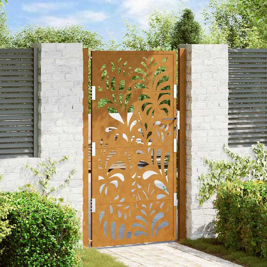 Gartentor 105 x 180 cm Verwitterungsstahl Wellendesign