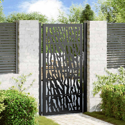 Gartentor Schwarz 105 x 180 cm Stahl Trace Design