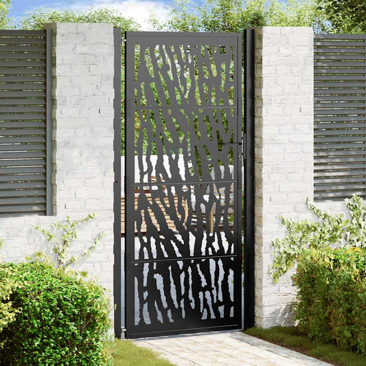 Gartentor Schwarz 105 x 205 cm Stahl Trace Design