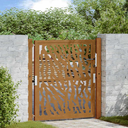 Gartentor 105 x 105 cm Verwitterungsstahl Trace-Design