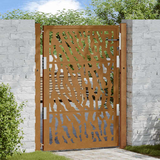 Gartentor 105 x 130 cm Verwitterungsstahl Trace-Design