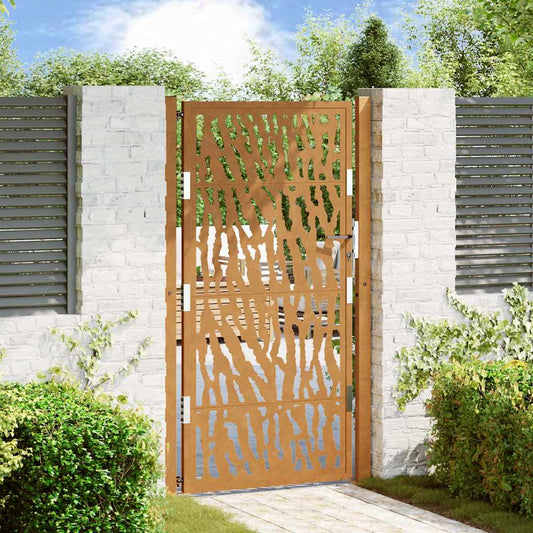 Gartentor 105 x 180 cm Verwitterungsstahl Trace-Design