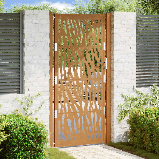 Gartentor 105 x 205 cm Verwitterungsstahl Trace-Design