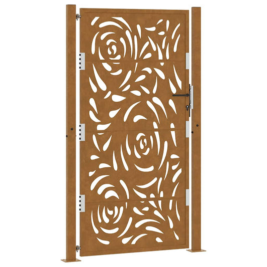 Gartentor 105 x 180 cm Verwitterungsstahl Flammendesign