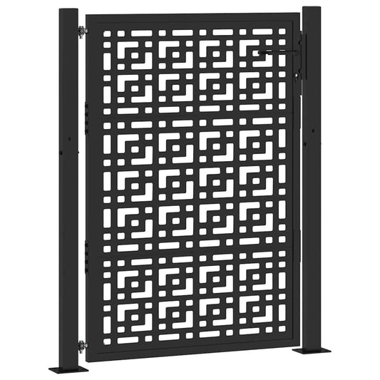 Gartentor Schwarz 105 x 130 cm Stahl Kreuz-Design