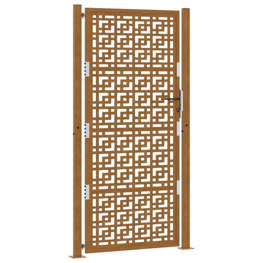 Gartentor 105 x 205 cm Verwitterungsstahl Kreuzdesign