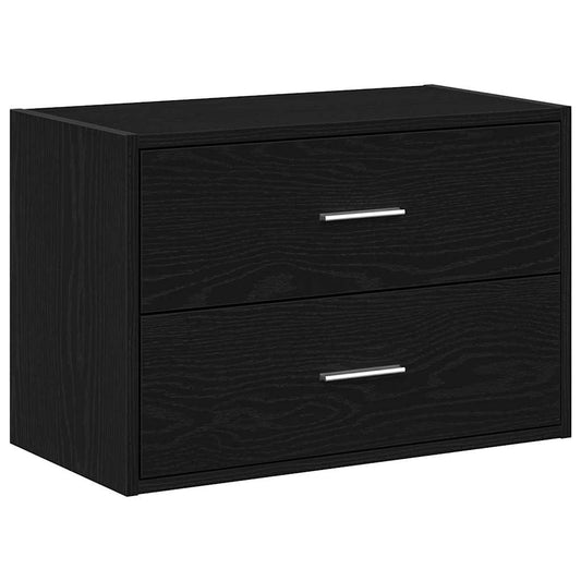 Schrank mit 2 Schubladen Schwarz Eichen-Optik 60x31x40 cm