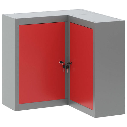 Werkzeugschrank mit Regal Rot und Grau 55 x 55 x 55 cm