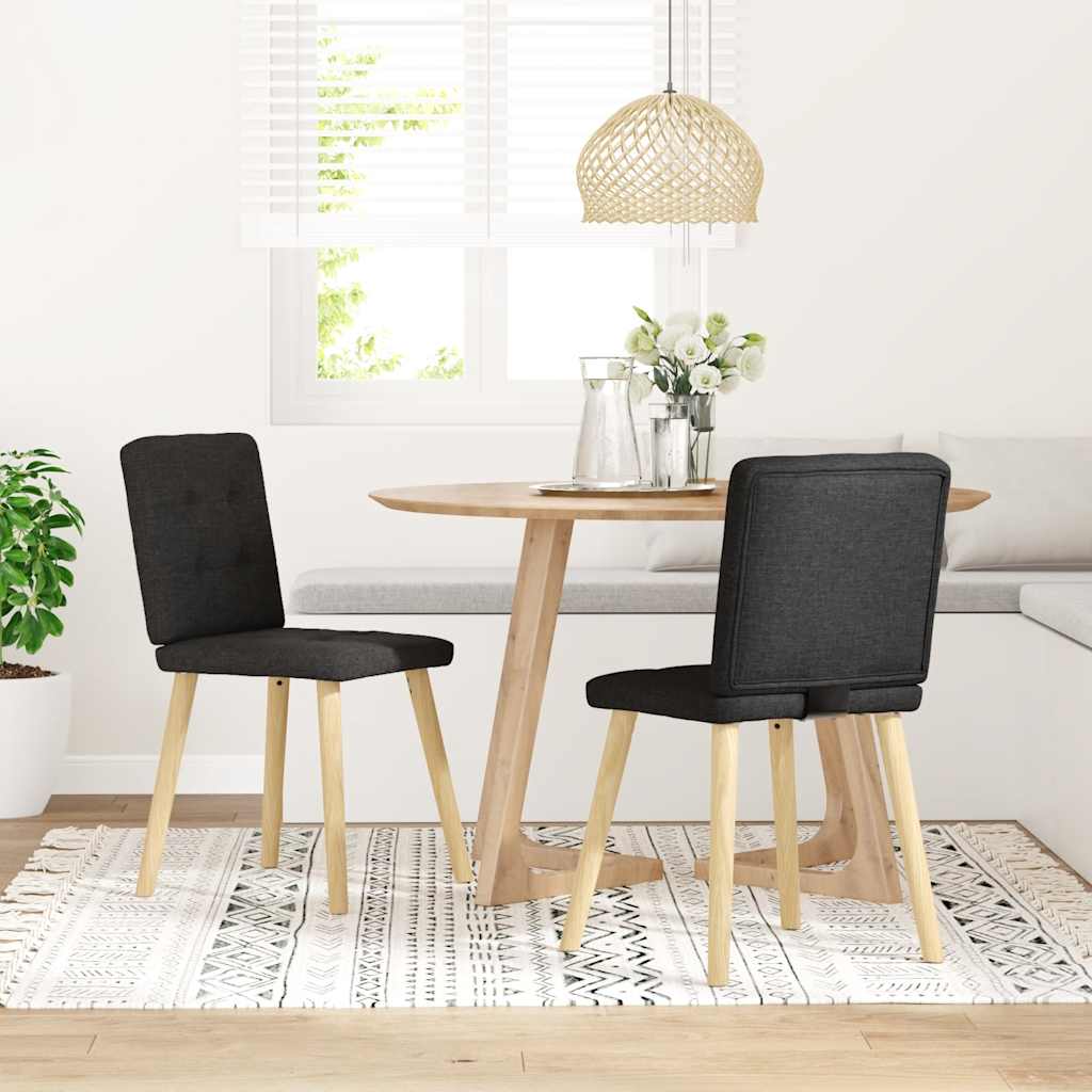 Spisestuestole 2 stk. Sort Stof