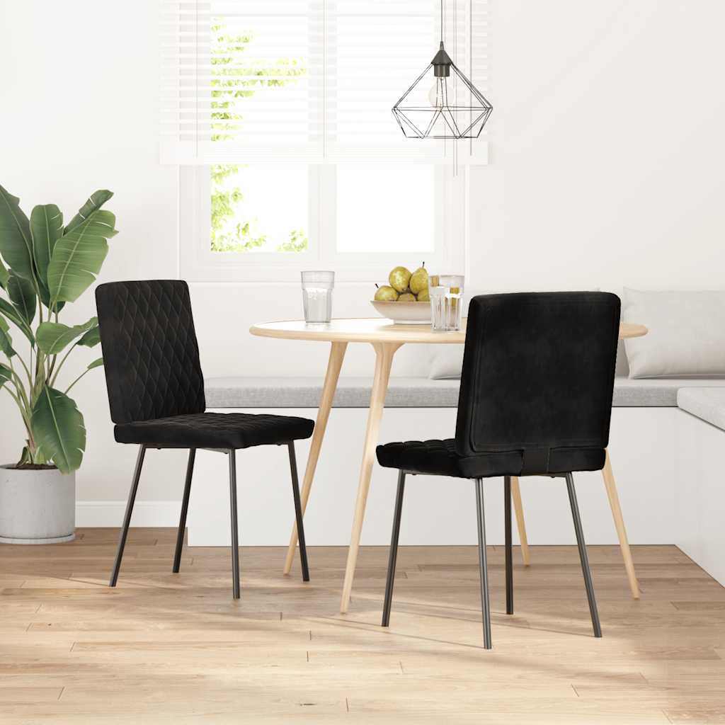 Spisestuestole 2 stk. Sort fløjl