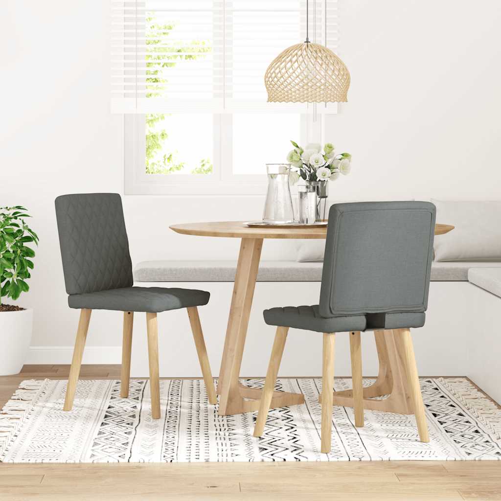 Spisestuestole 2 stk Mørkegrå Stof