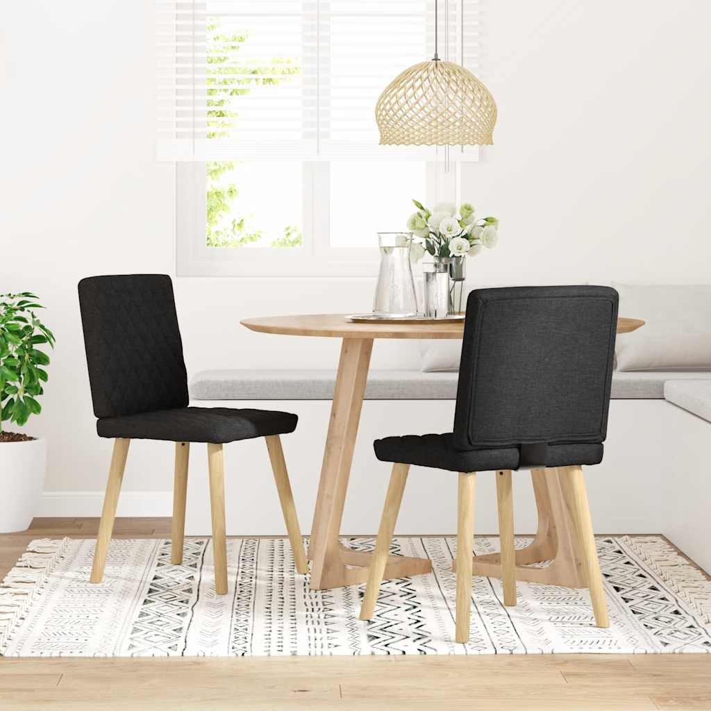 Spisestuestole 2 stk. Sort Stof