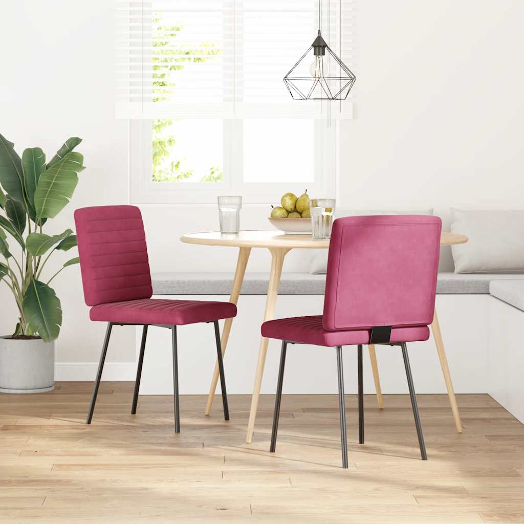 Spisestuestole 2 stk. Vinrød fløjl