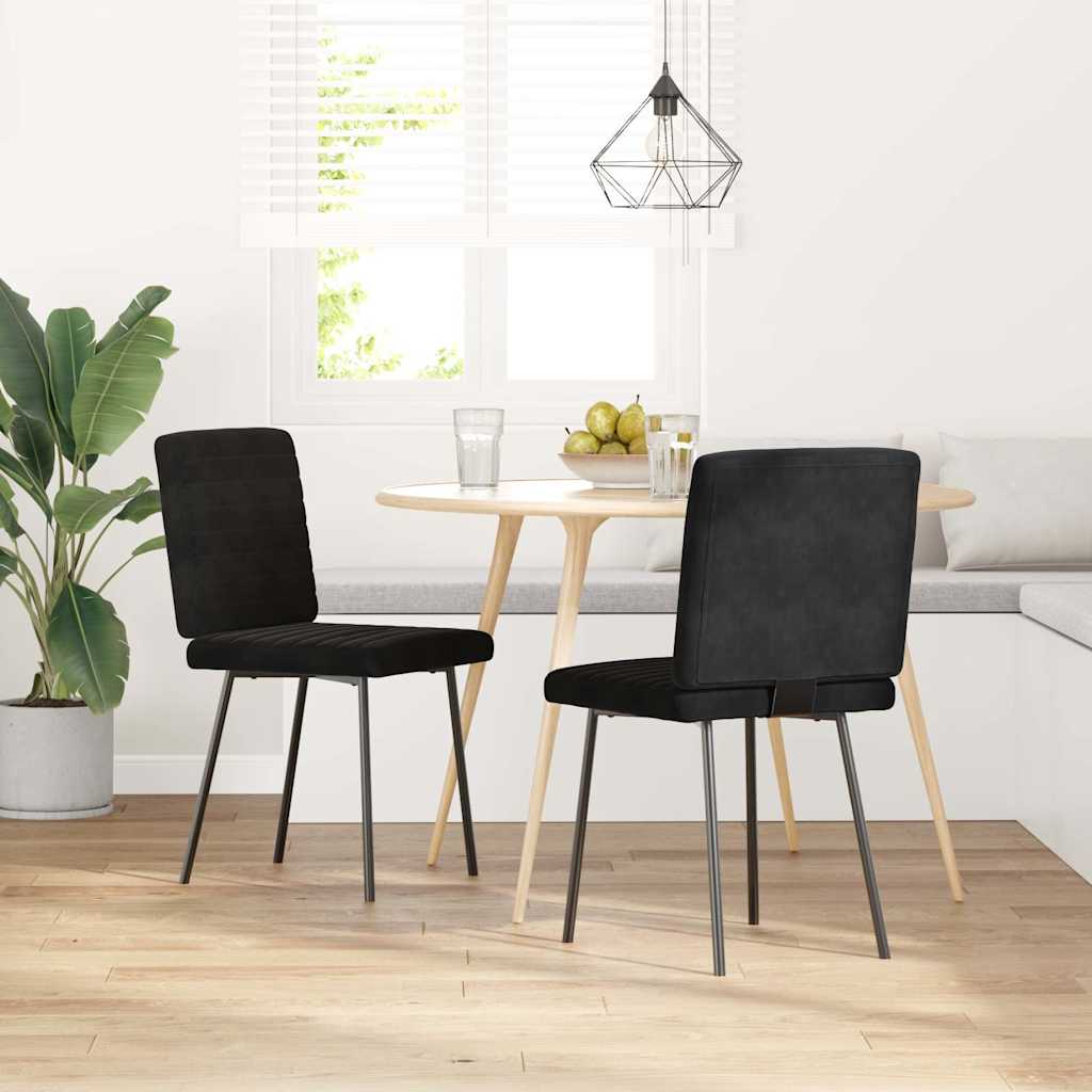 Spisestuestole 2 stk. Sort fløjl