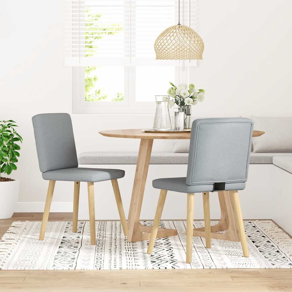 Spisestuestole 2 stk Lysegrå Stof