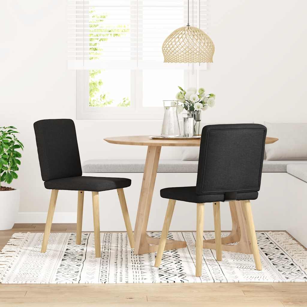 Spisestuestole 2 stk. Sort Stof