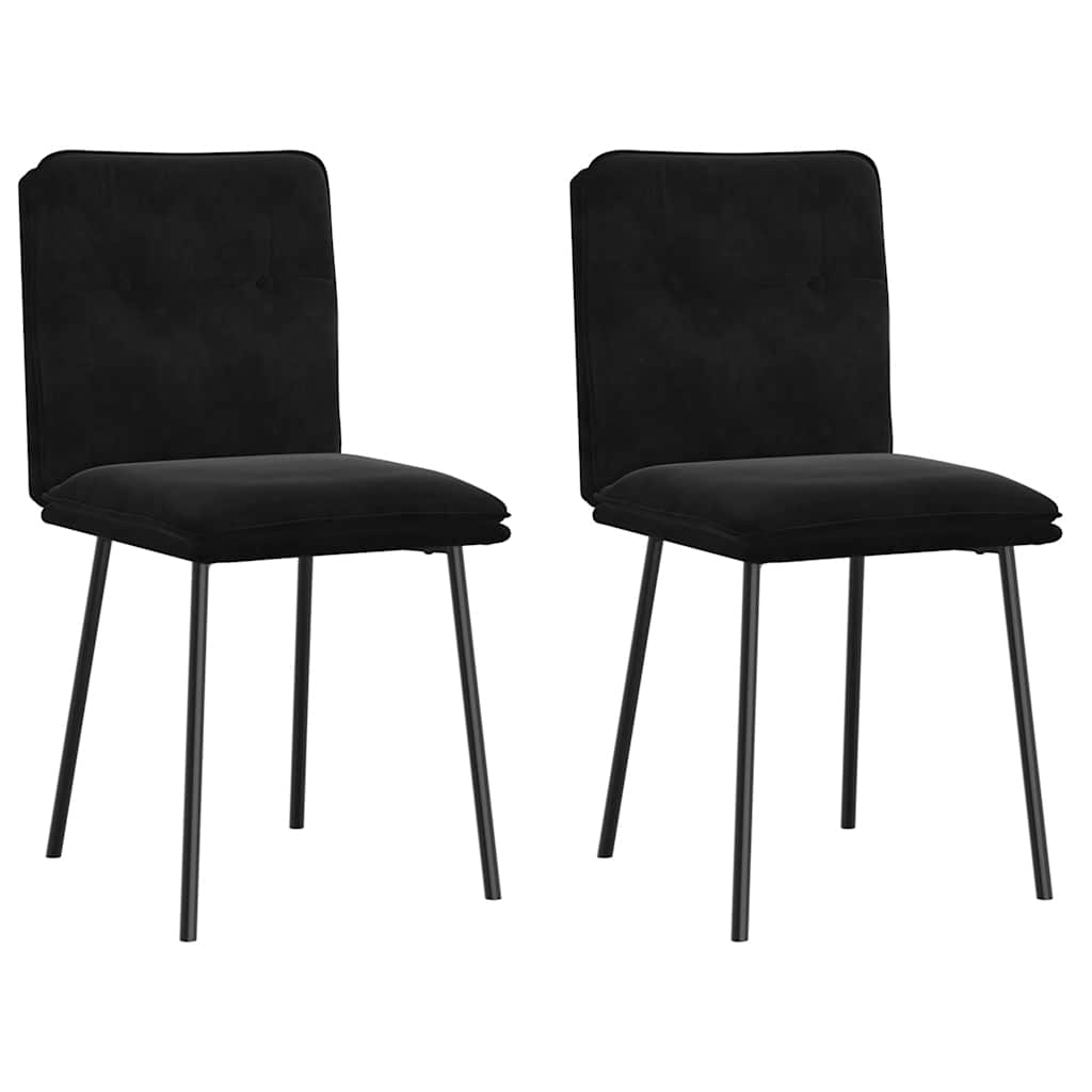 Spisestuestole 2 stk. Sort fløjl