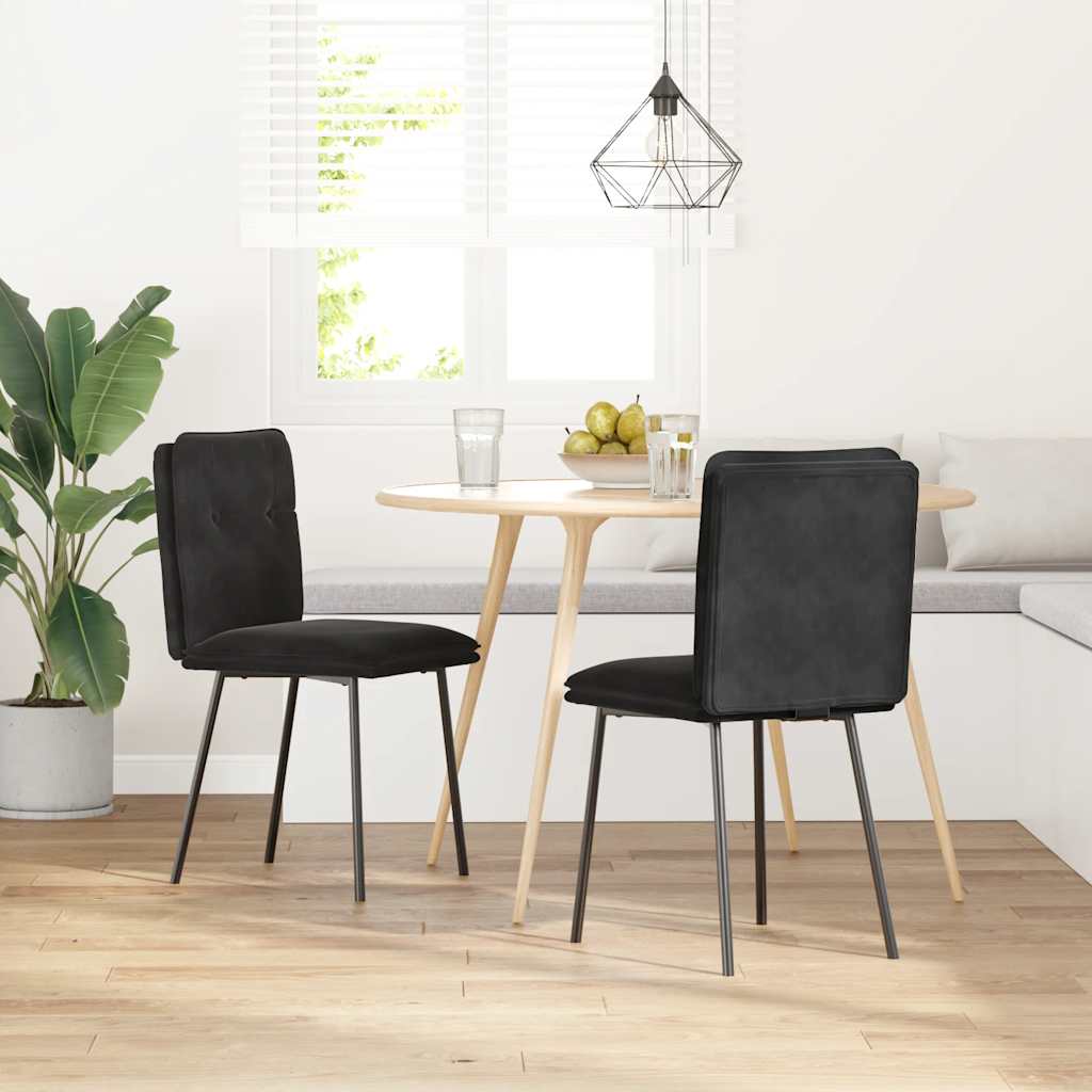 Spisestuestole 2 stk. Sort fløjl