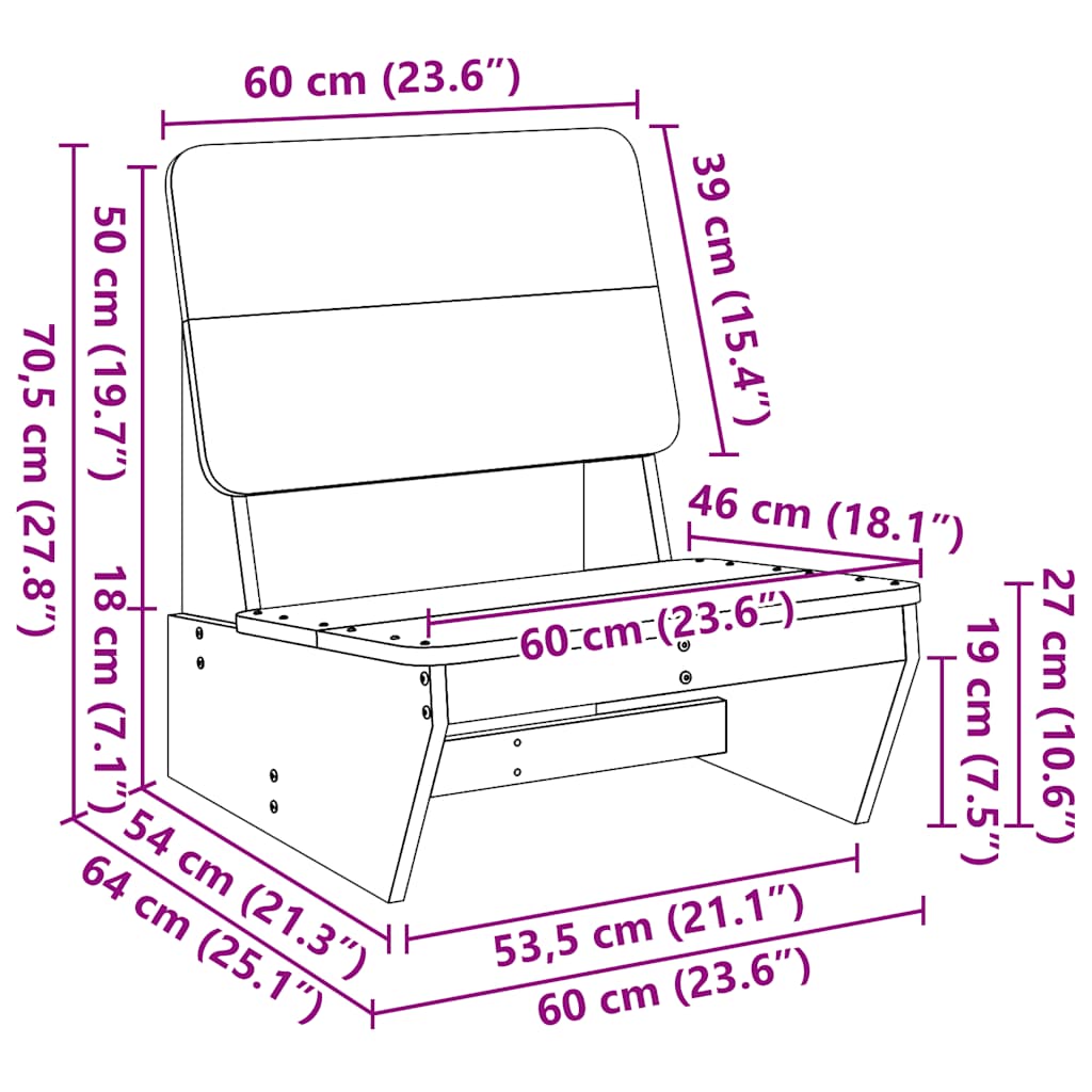 Havestole 2 stk Hvid 60x64x70,5 cm Massiv Fyr