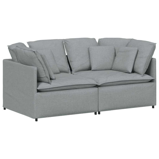 Modulares Sofa mit Kissen Stoff Hellgrau
