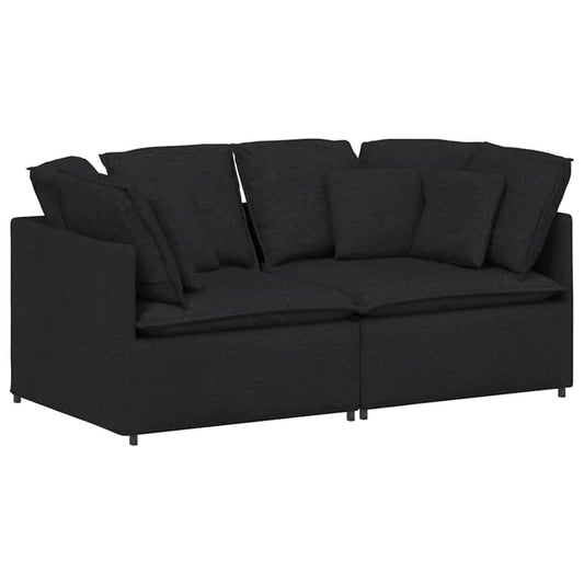 Modulares Sofa mit Kissen Stoff Schwarz